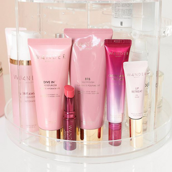 couple of wander beauty products and make-up display