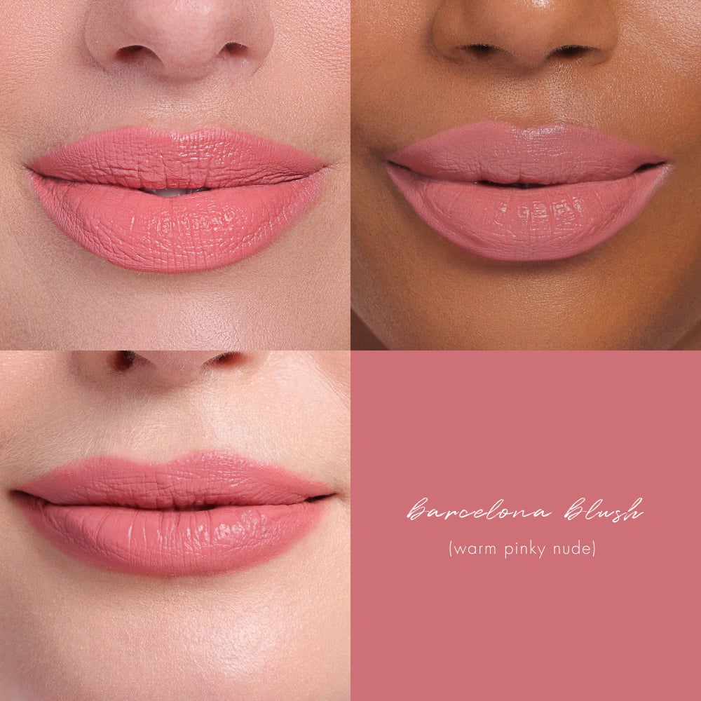 Lipsetter Dual Lipstick and Liner in Barcelona Blush from four angles
