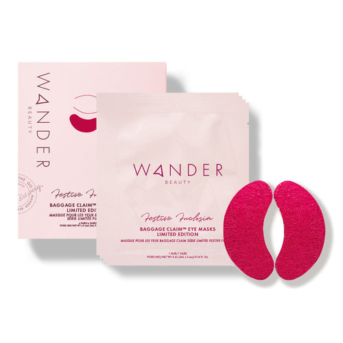 wander beauty limited edition festive fuchsia baggage claim eye masks