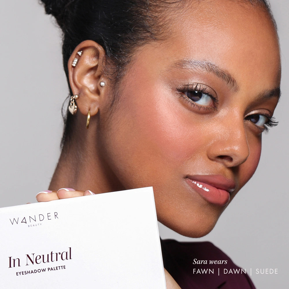 Model wearing In Neutral Eyeshadow Palette