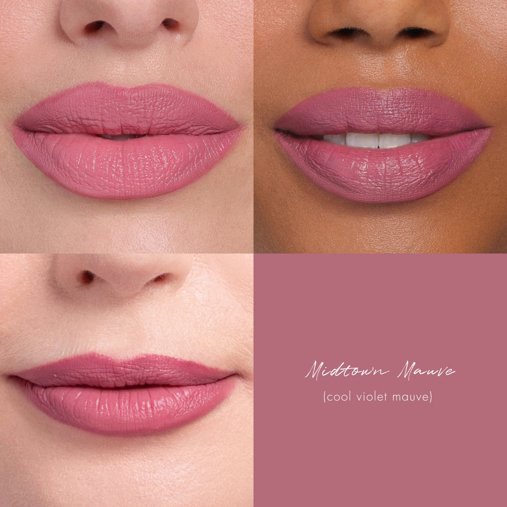 Lipsetter Dual Lipstick and Liner in Midtown Mauve from four angles