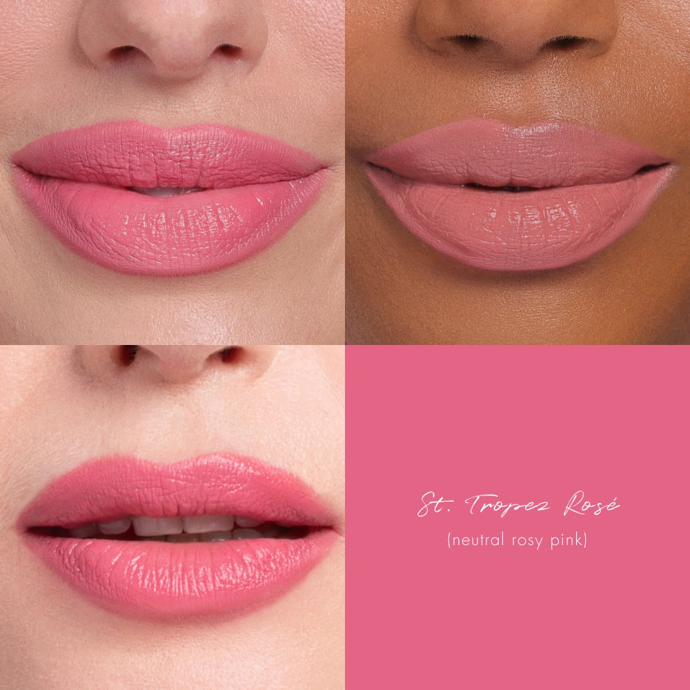 Lipsetter Dual Lipstick and Liner in St. Tropez Rosé from four angles