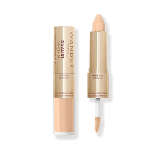 Dualist Matte and Illuminating concealer in ivory fair on white backg
