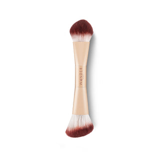 Wander Beauty Trip For Two Blush and Bronzer Brush, a dual-ended synthetic bristle makeup brush