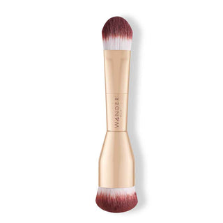 Wander Beauty Nude Illusion Dual Foundation Brush with flat foundation brush on one end and dense kabuki on the other end